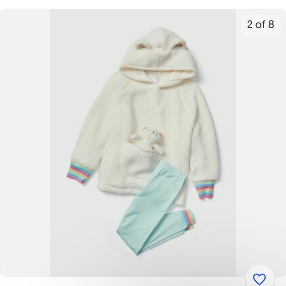 Justice polar bear rainbow plush pajamas - Picture 2 of 4